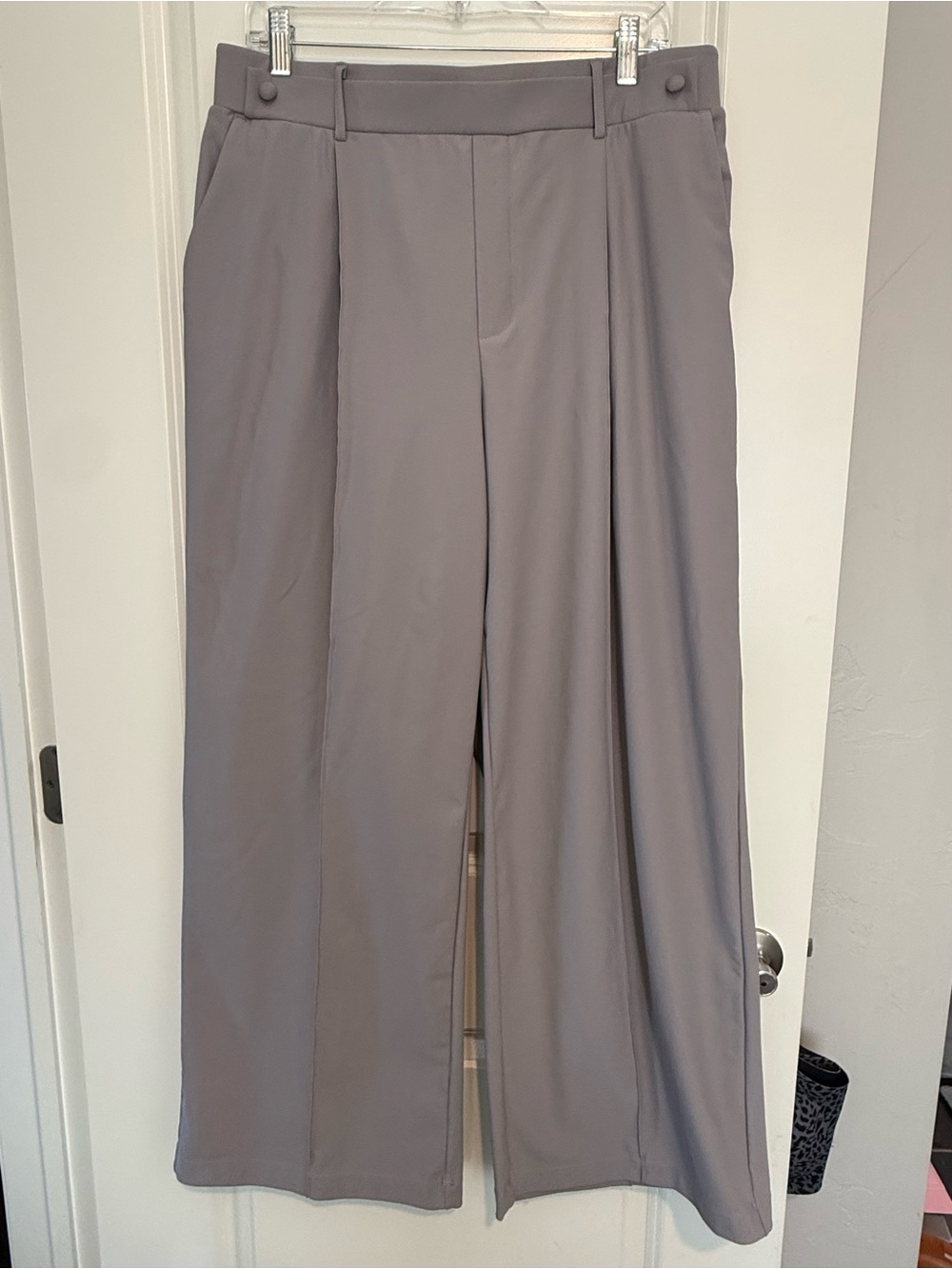 HALARA High Waisted Pleated Wide Leg Work Trousers in Grey (Size XL Regular)